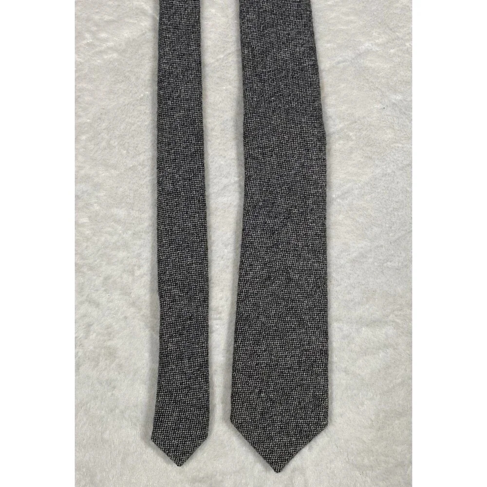J. Crew Slim Wool Tie Birdseye Charcoal Gray Textured Professor Academia Preppy